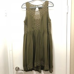 Deep Olive green Anthropologie sleeveless dress
